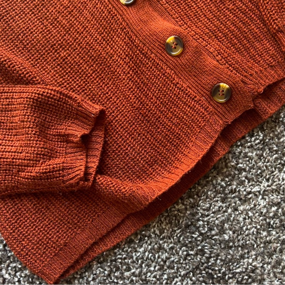 Burnt Orange Button Front Sweater - Picture 3 of 4
